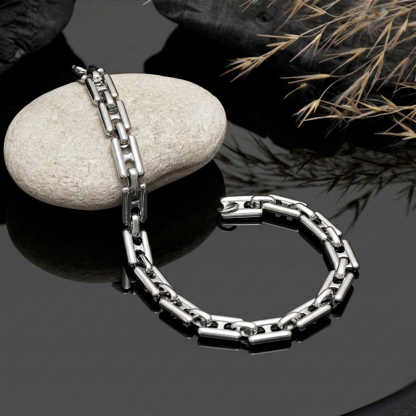 Handmade Stainless Steel Curb Link Bracelet, Minimalist Everyday Jewelry, 8 Inch Unisex Silver & Gold Tone Bracelet, Chain Bracelet for Her