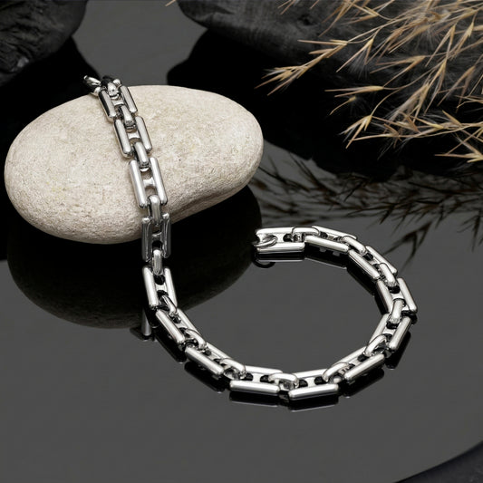 Handmade Stainless Steel Curb Link Bracelet, Minimalist Everyday Jewelry, 8 Inch Unisex Silver & Gold Tone Bracelet, Chain Bracelet for Her