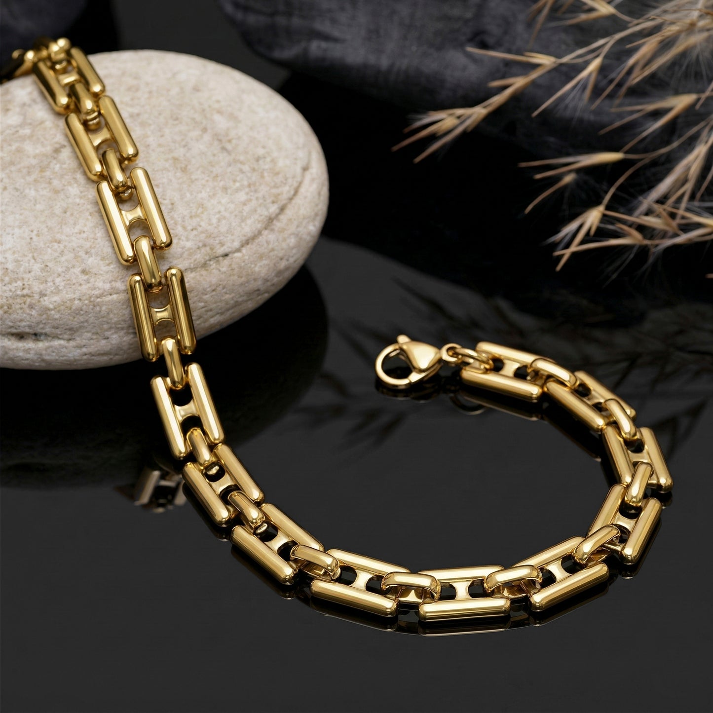 Handmade Stainless Steel Curb Link Bracelet, Minimalist Everyday Jewelry, 8 Inch Unisex Silver & Gold Tone Bracelet, Chain Bracelet for Her