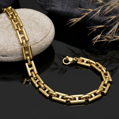 Handmade Stainless Steel Curb Link Bracelet, Minimalist Everyday Jewelry, 8 Inch Unisex Silver & Gold Tone Bracelet, Chain Bracelet for Her