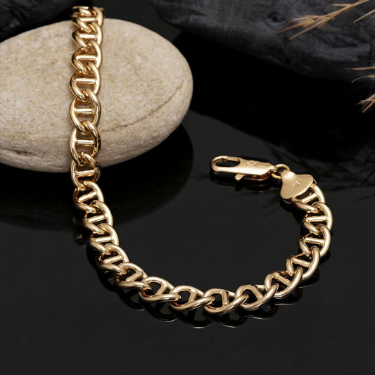Gold Filled Bracelet - 8 Inch Thick Curb Chain Bracelet - Cuban Link Bracelet - Stainless Steel Men's Bracelet - Unisex Chain Bracelet