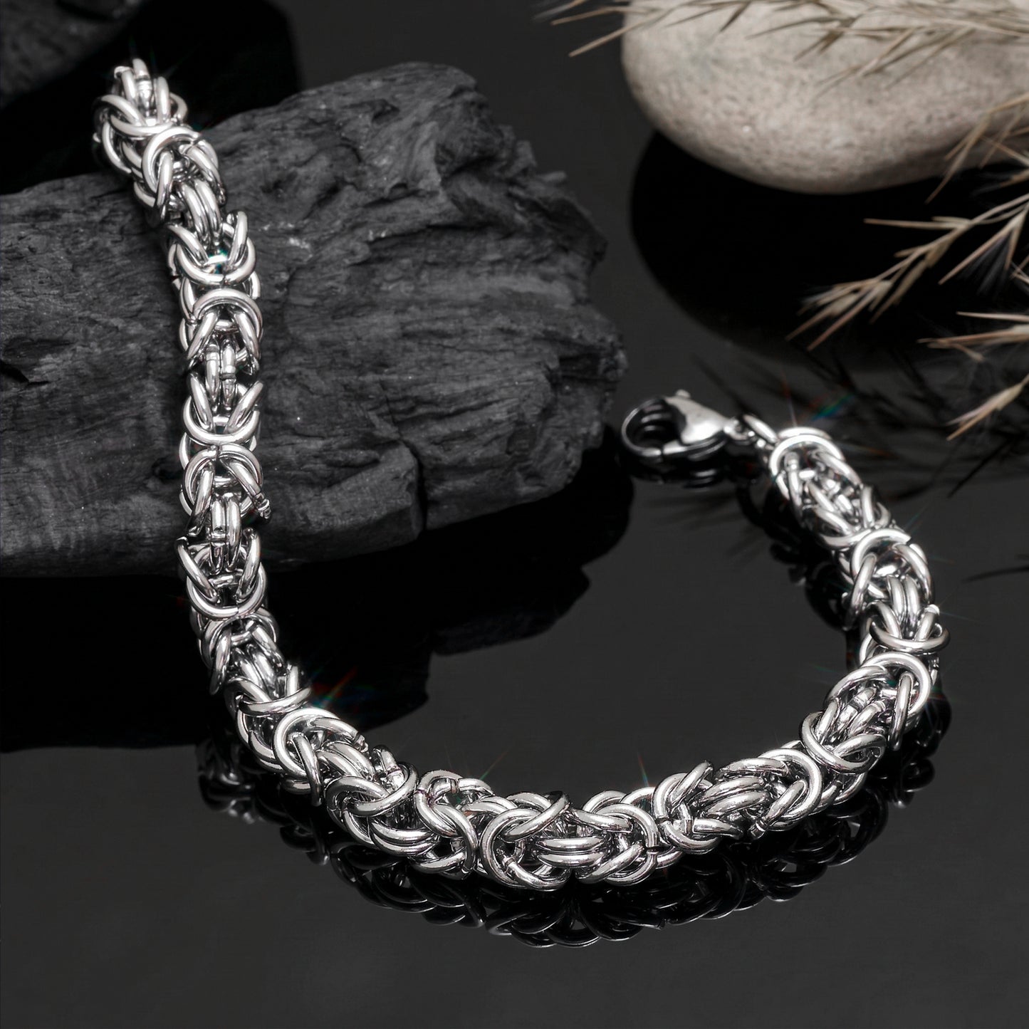 Handmade Stainless Steel Byzantine Chain Bracelet, Antiqued Everyday Byzantine Bracelet, Chunky Chainmail Choker Viking Jewelry, For Him