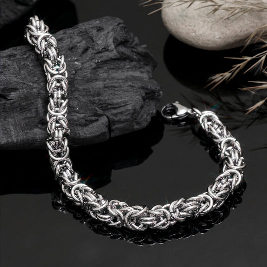 Handmade Stainless Steel Byzantine Chain Bracelet, Antiqued Everyday Byzantine Bracelet, Chunky Chainmail Choker Viking Jewelry, For Him