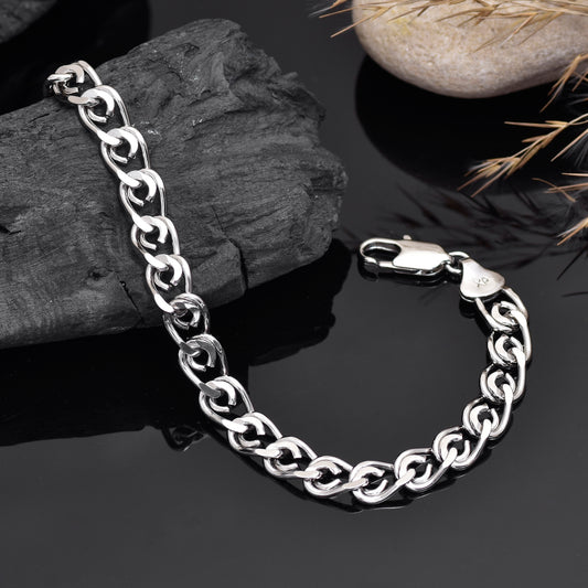 8 Inch Silver Cuban Link Bracelet, Stainless Steel Chain Bracelet, Classic Chunky Link, Unisex Everyday Jewelry