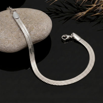 Silver Snake Chain Bracelet | Sleek Stainless Steel, Modern Minimalist Jewelry