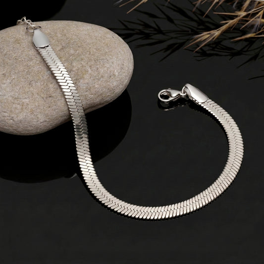 Silver Snake Chain Bracelet | Sleek Stainless Steel, Modern Minimalist Jewelry