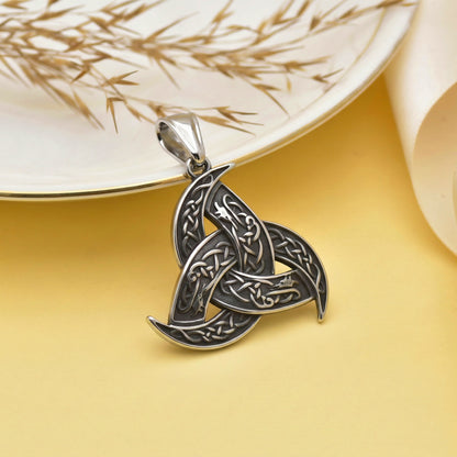 Viking Necklace Triple Head of Odin Stainless Steel Pendant, Unisex Cletic Knot Pendant Necklace, Norse Pendant, All Father Odin Pendant