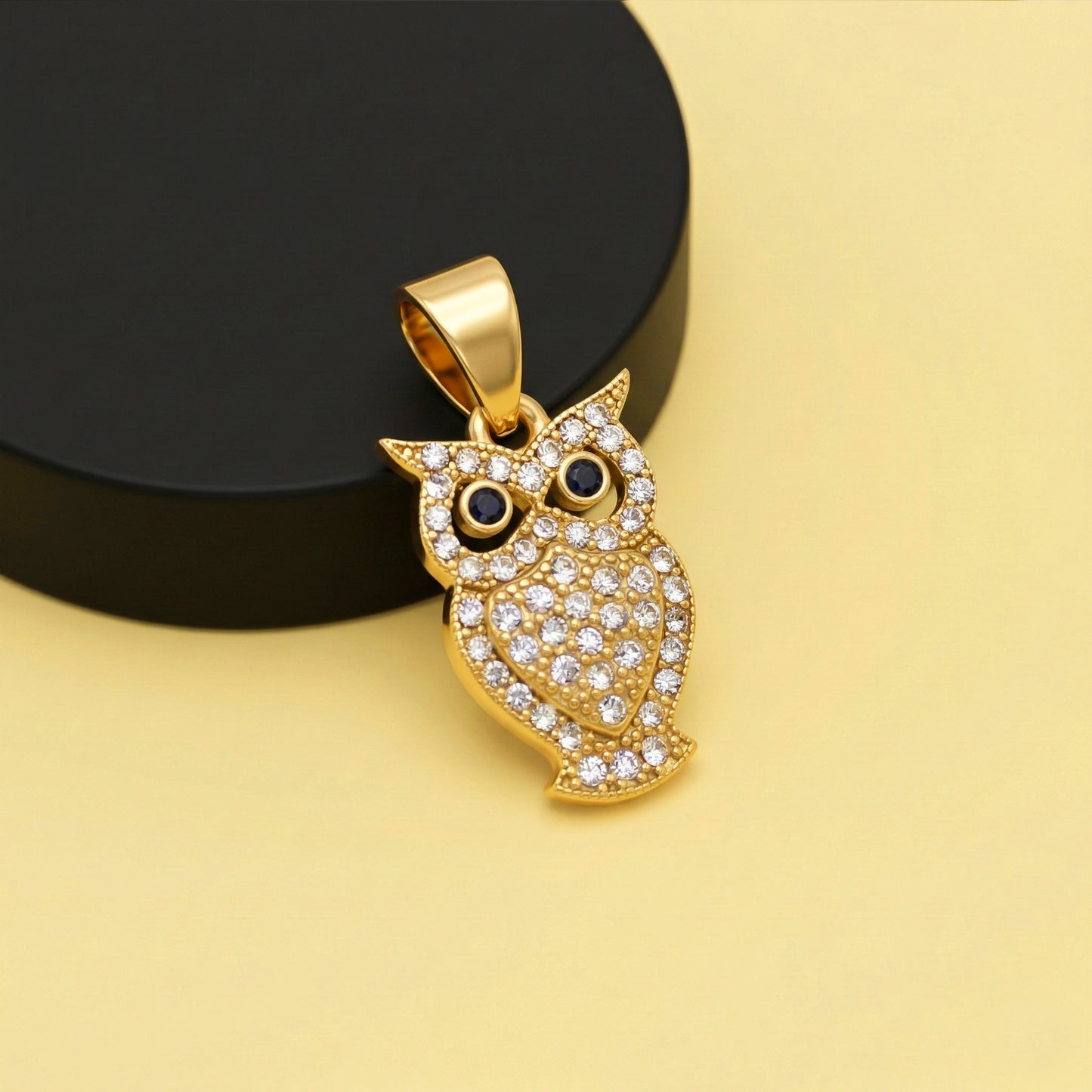 Iced Out Owl Necklace for Men - Mini Gold Filled Owl Pendant - Owl Charm Pendant - Cute Owl Necklace - DIY Jewelry Findings Making
