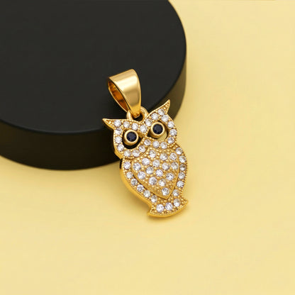 Iced Out Owl Necklace for Men - Mini Gold Filled Owl Pendant - Owl Charm Pendant - Cute Owl Necklace - DIY Jewelry Findings Making