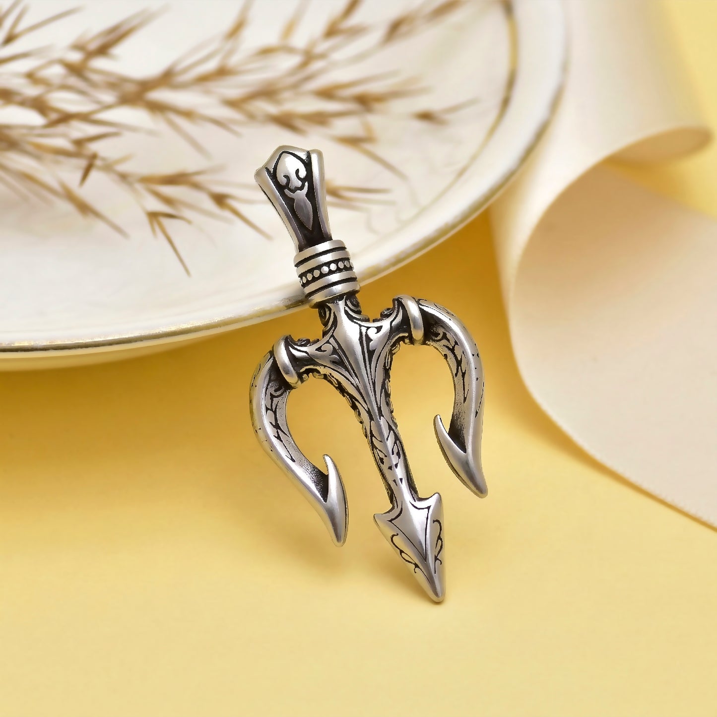 Neptune's Trident Pendant Necklace, Poseidon Spear Pendant, Greek Mythology Theme Jewelry, Trident of Shiva pendant, Gift for Him & Her