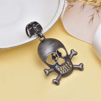 Skull Crossbones Pendant Necklace, Gothic Skull Necklace, Stainless Steel Skull Jewelry, Biker Skull Pendant, Gothic Jewelry Gift
