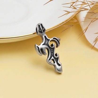 Gothic Cross Pendant Necklace, Stainless Steel Cross Jewelry, Tribal Cross Necklace, Christian Cross Charm, Punk Cross Pendant for Men Women