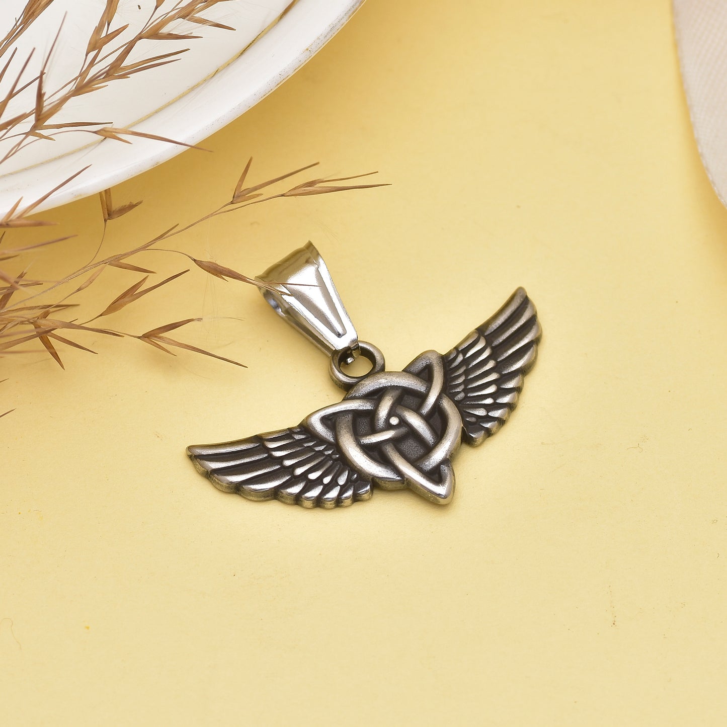 Celtic Knot Wings Pendant, Trinity Knot Necklace, Celtic Symbol Jewelry, Viking Celtic Pendant, Spiritual Knot Necklace