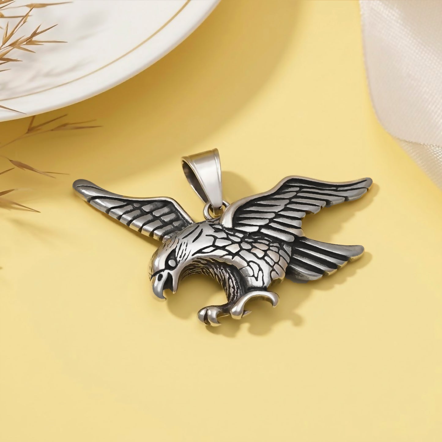 Eagle Necklace, Bird Pendant, American Eagle Necklace, Freedom Pendant, Thunderbird Hawk Bird Necklace, Men's Punk Jewelry, Gift for Him
