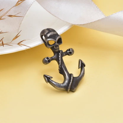 Anchor Skull Necklace, Gothic Sailor Jewelry, Men's Viking Jewelry Design, Skull Charm, Pirate Skull Necklace, Gift for Him