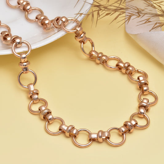 18K Gold Tone Link Chain Necklace - Circle Link Chain Necklace - Multiple Rolo Link Statement Chain - Chunky Chain - Gift for Him & Her
