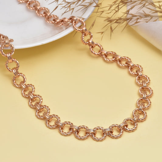 Rose Gold Twisted Link Chain Necklace, 18 Inch Statement Jewelry