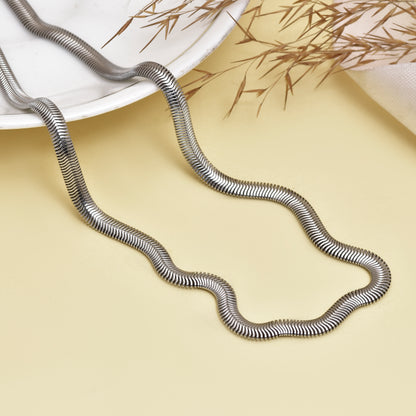 Serpantine Thick Chain Necklace, Silver Tone Stainless Steel Snake Chain 22 Inch, Men's Stainless Steel Chain, Handmade Chain, Gift for Him