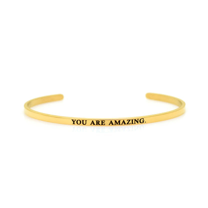 You are Amazing Bracelet | Motivational Quote Jewelry | Engraved Cuff | Ajustable Open Cuff Bangle | Motivational Gifts