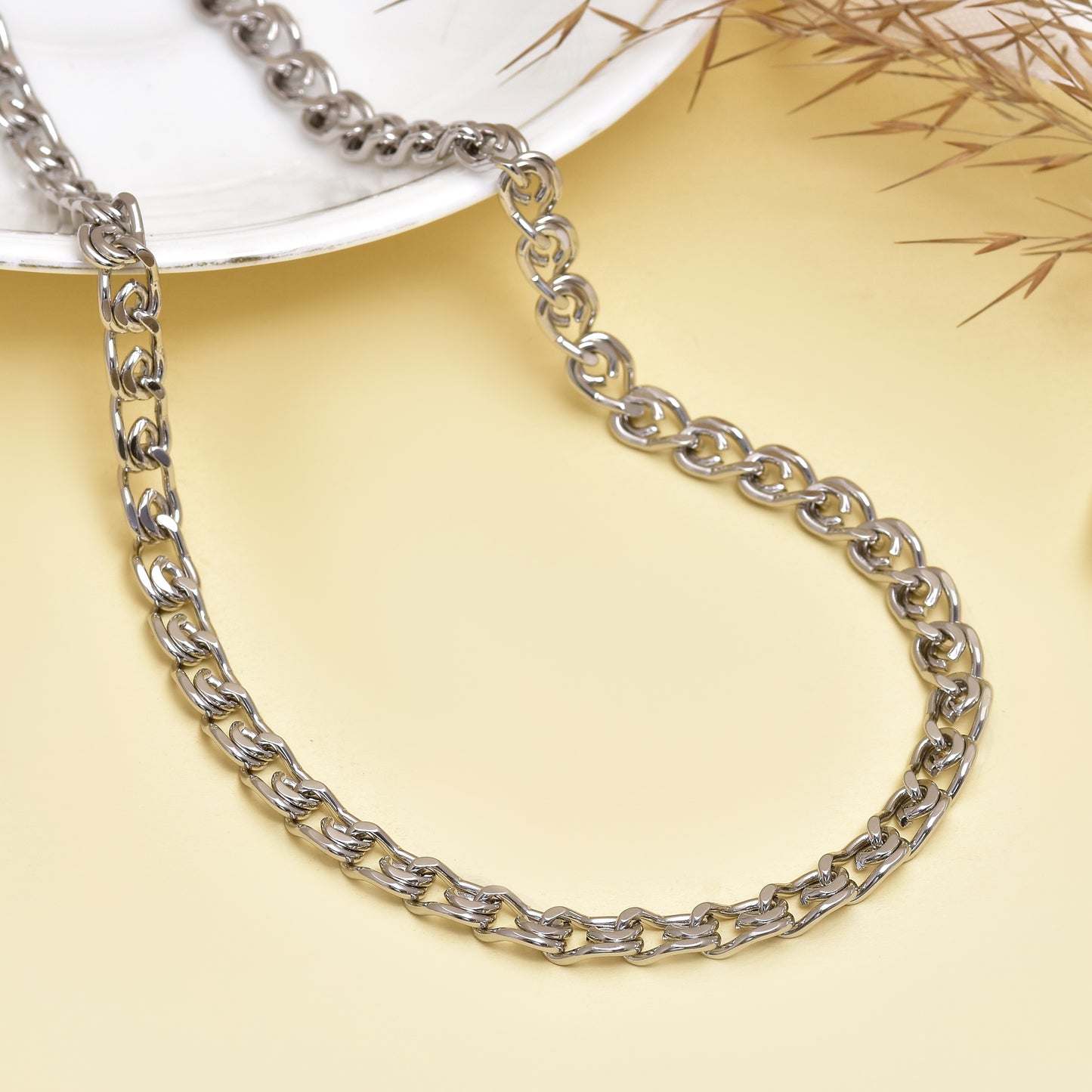 Stainless Steel Cuban Link Chain Necklace 18 Inch | Silver Tone Curb Chain for Men & Women | Bold Minimalist Everyday Jewelry