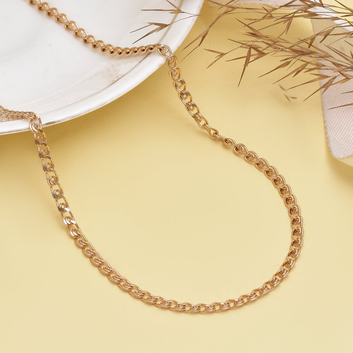 Gold Tone Stainless Steel Chain Necklace 19 Inch | Curb Link Minimalist Chain for Men & Women | Durable Tarnish Resistant Jewelry