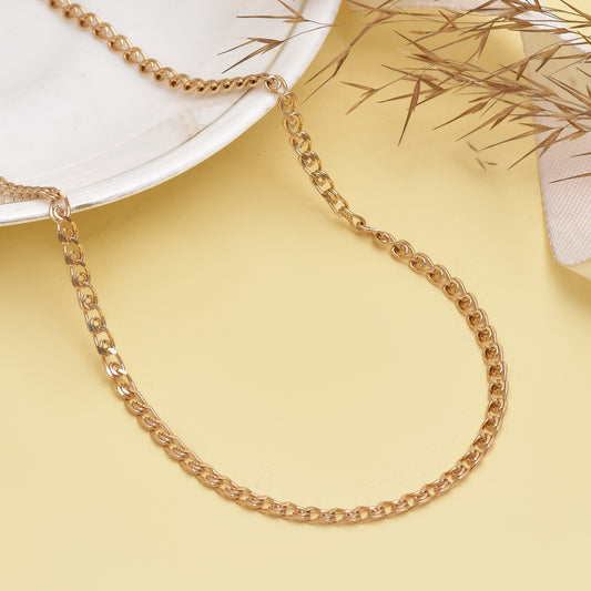 Gold Tone Stainless Steel Chain Necklace 19 Inch | Curb Link Minimalist Chain for Men & Women | Durable Tarnish Resistant Jewelry
