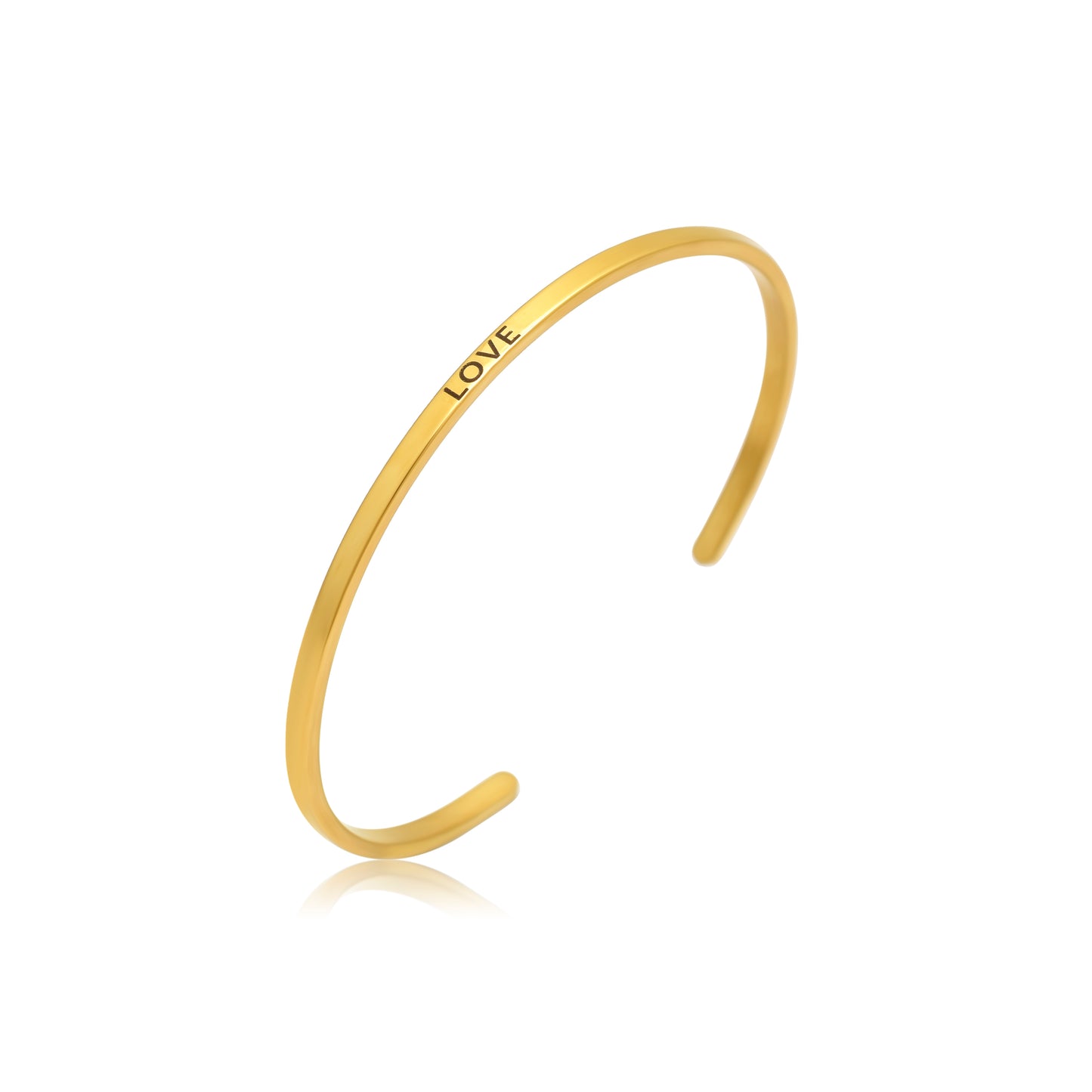 Love Bracelet for Women | Engraved Gold Cuff | Minimalist Adjustable Bangle | Dainty Jewelry Gift | Romantic Everyday Bracelet