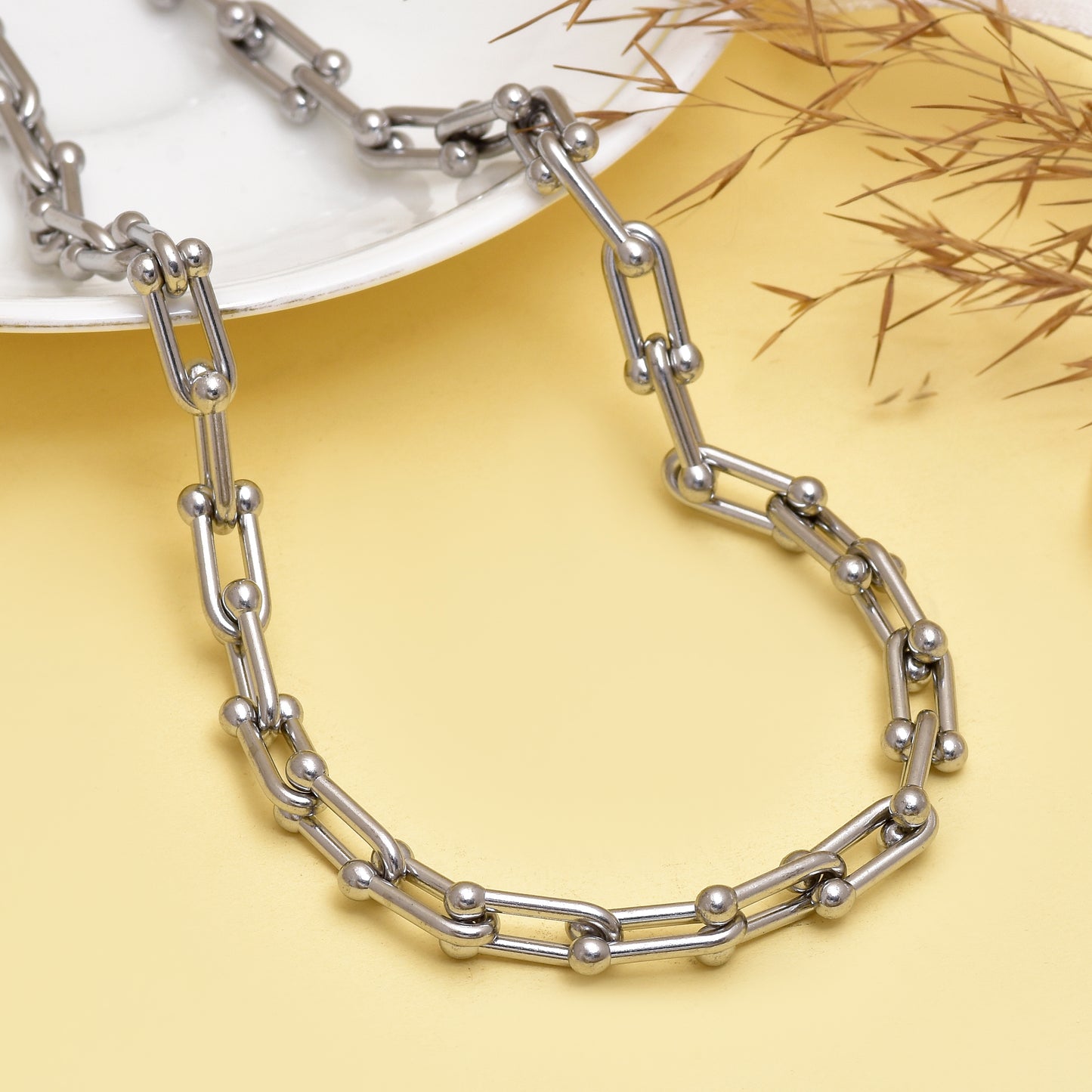 Chunky Link Chain Necklace, Minimalist Geometric Chain Necklace, Modern Statement Jewelry, Unisex Chain Necklace, Adjustable Necklace