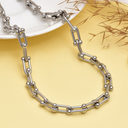 Chunky Link Chain Necklace, Minimalist Geometric Chain Necklace, Modern Statement Jewelry, Unisex Chain Necklace, Adjustable Necklace