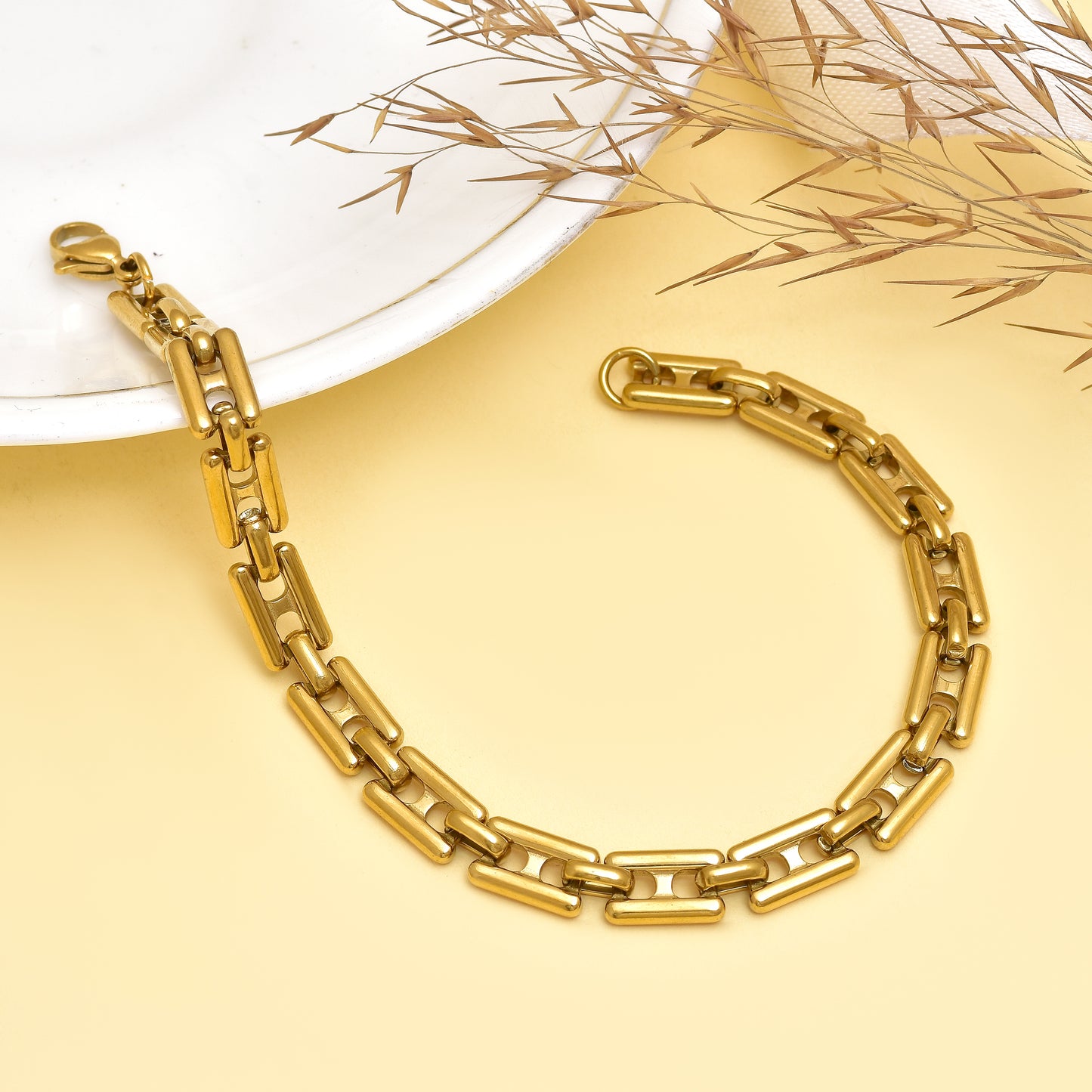 Handmade Stainless Steel Curb Link Bracelet, Minimalist Everyday Jewelry, 8 Inch Unisex Silver & Gold Tone Bracelet, Chain Bracelet for Her