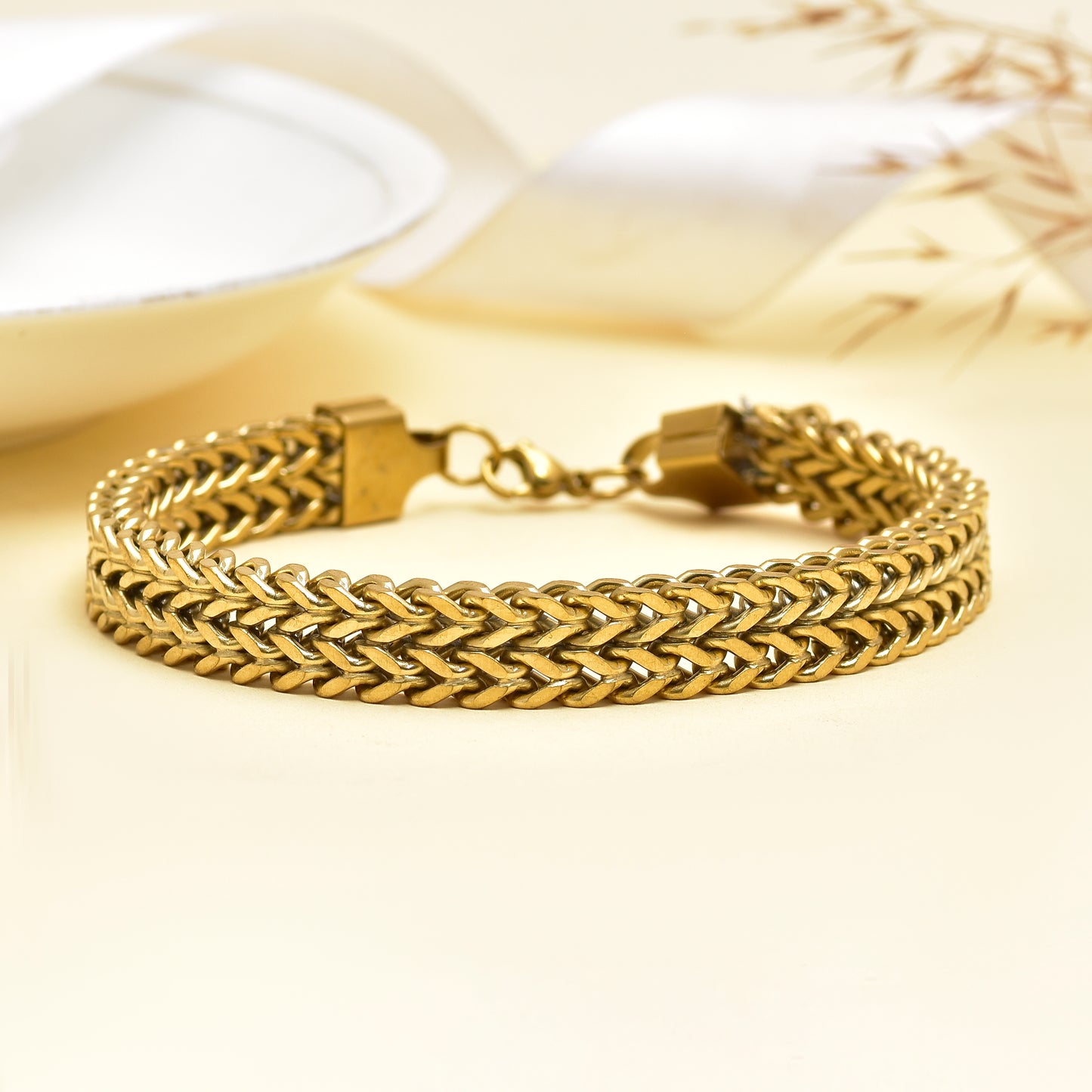 Stainless Steel Woven Chain Bracelet for Men & Women – Braided Chain Bracelet | Lobster Clasp Jewelry Gift – 9 Inch Handmade Bracelet