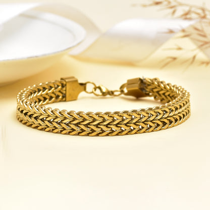 Stainless Steel Woven Chain Bracelet for Men & Women – Braided Chain Bracelet | Lobster Clasp Jewelry Gift – 9 Inch Handmade Bracelet