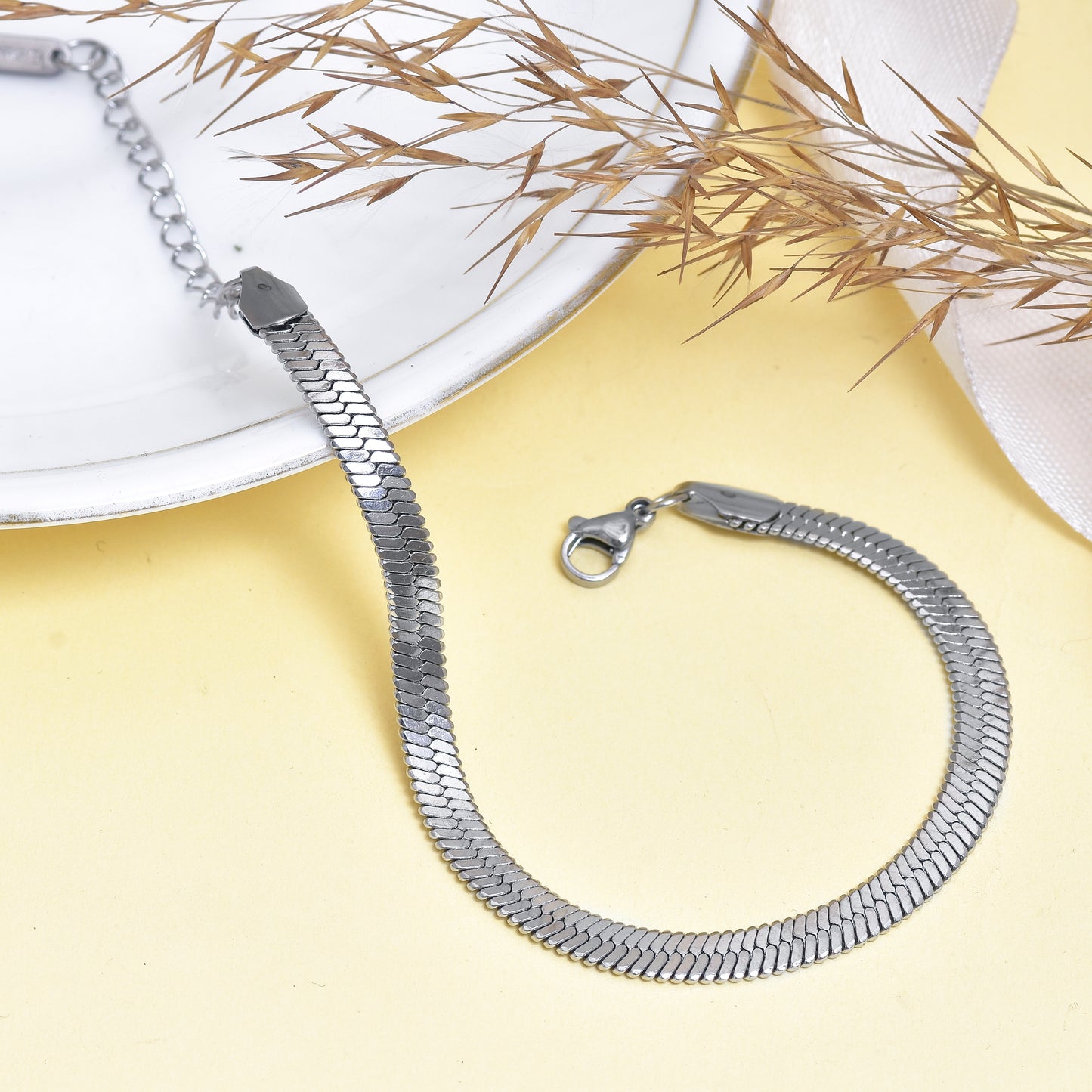Silver Snake Chain Bracelet | Sleek Stainless Steel, Modern Minimalist Jewelry