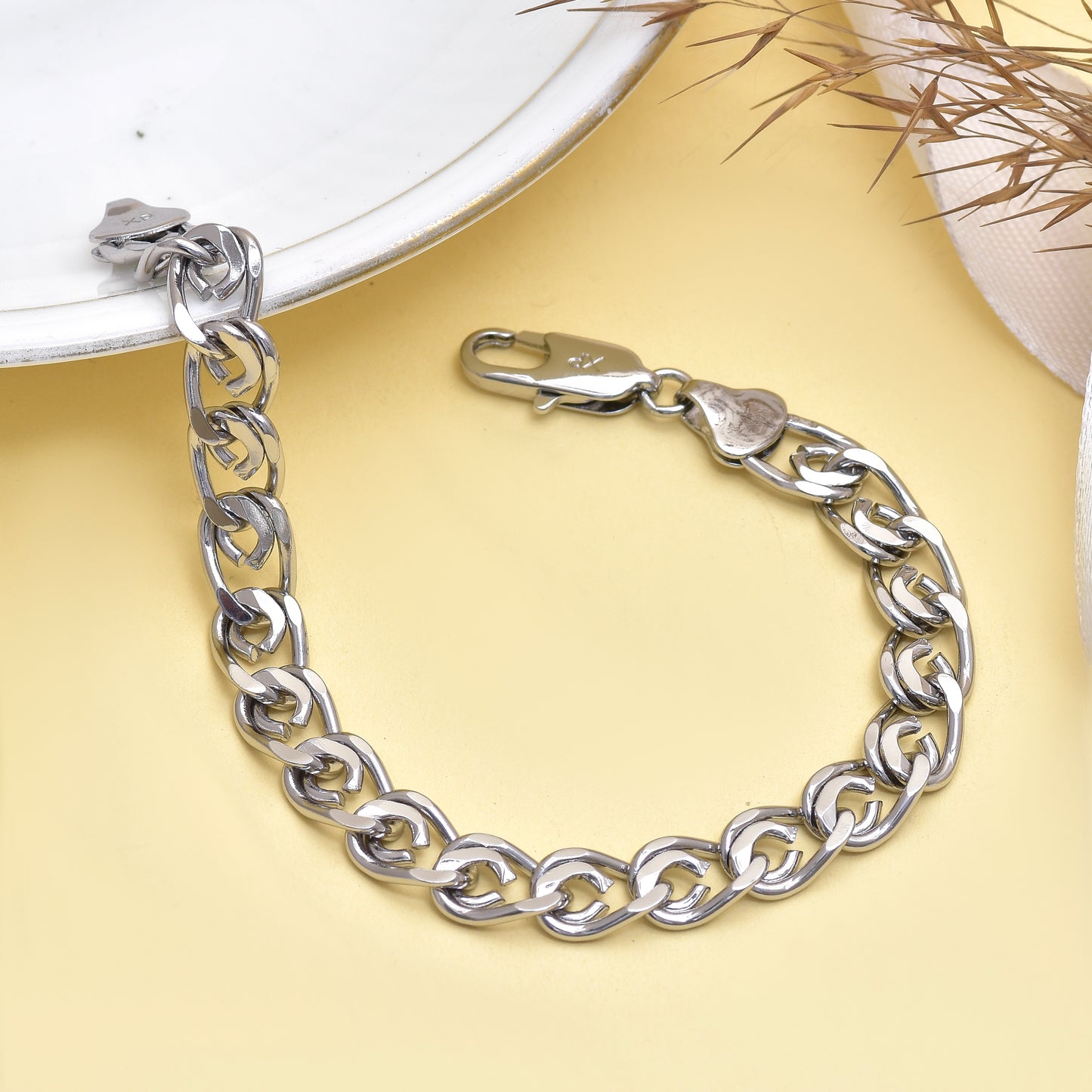 8 Inch Silver Cuban Link Bracelet, Stainless Steel Chain Bracelet, Classic Chunky Link, Unisex Everyday Jewelry
