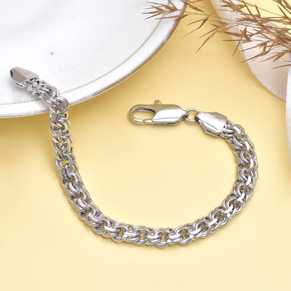 Men's Bracelet, Interlocking Circle Chain Bracelet, Byzantine Men's Bracelet, Vintage Sterling Silver Byzantine Woven Bracelet for Him & Her