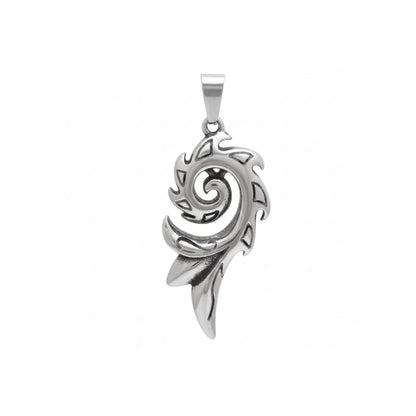 Pheonix Rising Fire Stainless Steel Pendant, Dragon Flame Pendant, Vortex Pendant, Dragon Tail Pendant Fiery Animal Halloween Charm