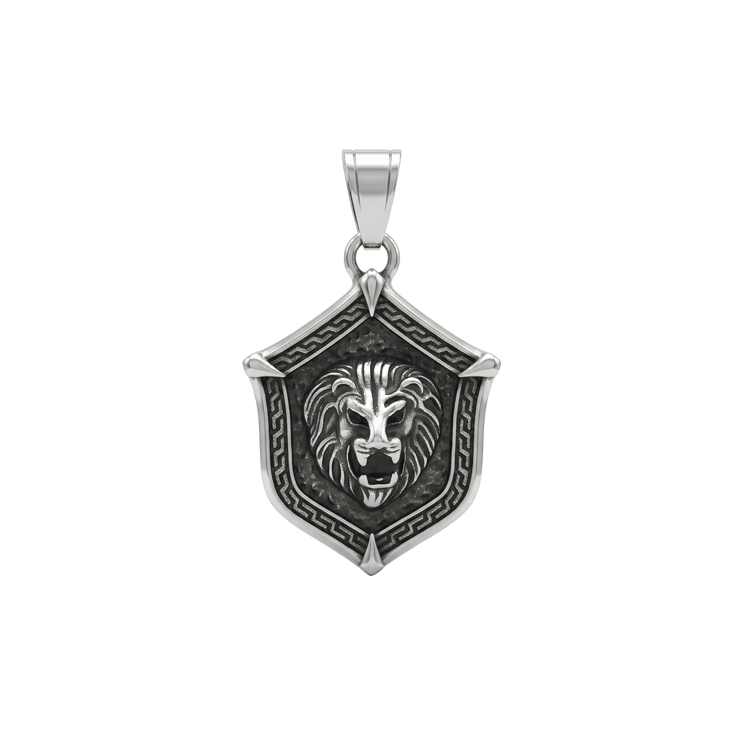Lion Shield Necklace, Wild Lion Men Necklace, Oxidized 3D Lion Pendant, Leo Zodiac Pendant, Protection and Symbolism of Strength and Power