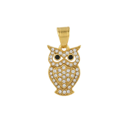 Iced Out Owl Necklace for Men - Mini Gold Filled Owl Pendant - Owl Charm Pendant - Cute Owl Necklace - DIY Jewelry Findings Making