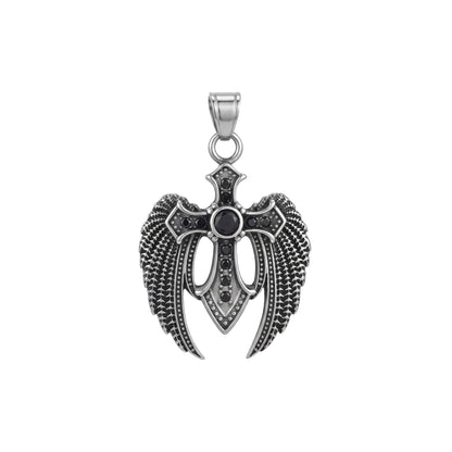 Angel Wing Cross Pendant Necklace, Angel Wing Gothic Cross Pendant for Bikers, Gothic Jewelry for Cosplay, Gift for Him & Her