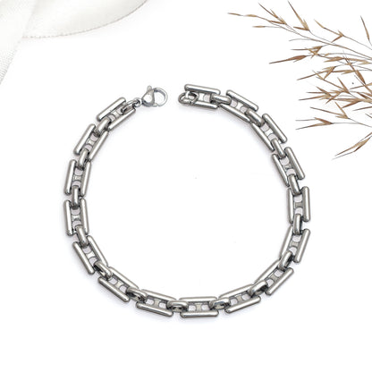 Handmade Stainless Steel Curb Link Bracelet, Minimalist Everyday Jewelry, 8 Inch Unisex Silver & Gold Tone Bracelet, Chain Bracelet for Her