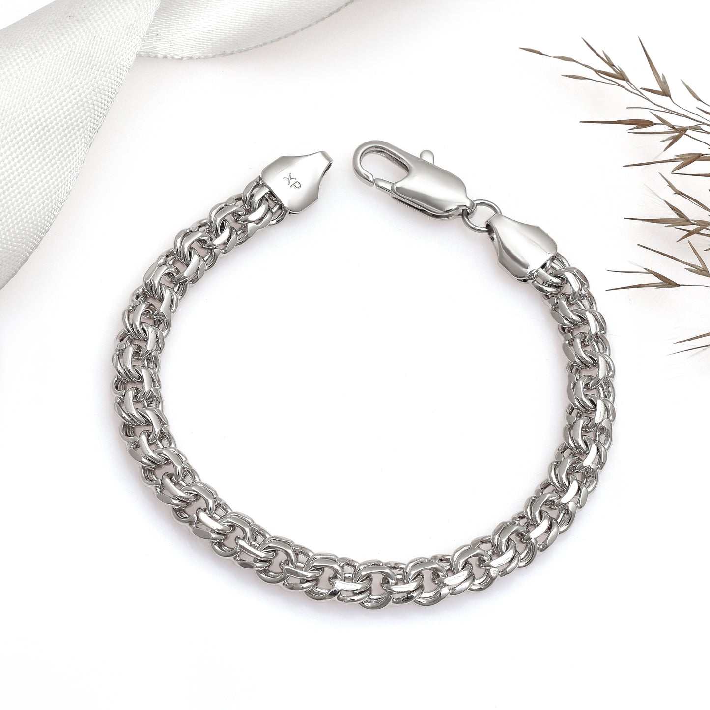Men's Bracelet, Interlocking Circle Chain Bracelet, Byzantine Men's Bracelet, Vintage Sterling Silver Byzantine Woven Bracelet for Him & Her