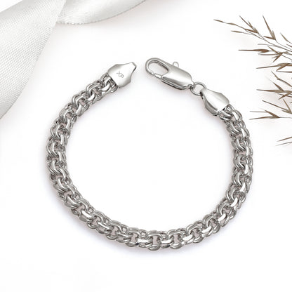 Men's Bracelet, Interlocking Circle Chain Bracelet, Byzantine Men's Bracelet, Vintage Sterling Silver Byzantine Woven Bracelet for Him & Her