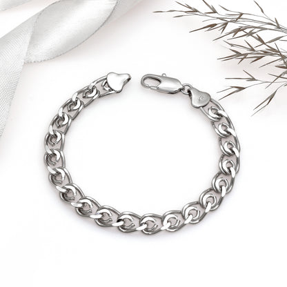 8 Inch Silver Cuban Link Bracelet, Stainless Steel Chain Bracelet, Classic Chunky Link, Unisex Everyday Jewelry