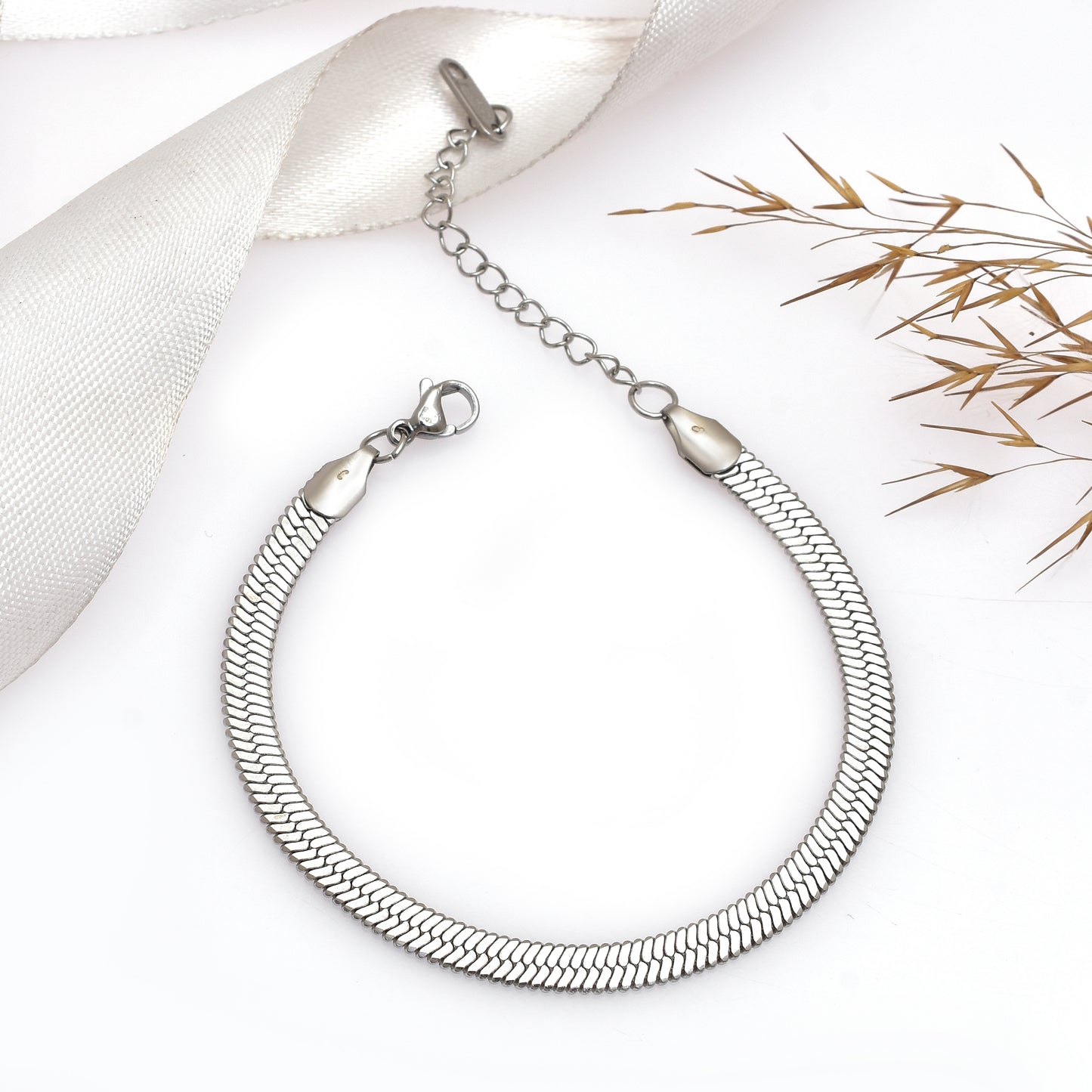 Silver Snake Chain Bracelet | Sleek Stainless Steel, Modern Minimalist Jewelry