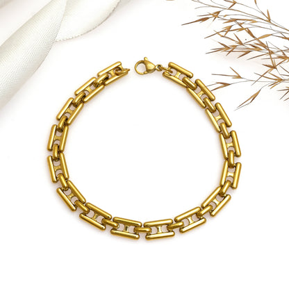 Handmade Stainless Steel Curb Link Bracelet, Minimalist Everyday Jewelry, 8 Inch Unisex Silver & Gold Tone Bracelet, Chain Bracelet for Her