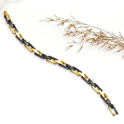 Dual Tone Men's Bracelet, Gold Tone Bracelet, 8 Inch Stainless Steel Bracelet, Male Accessiories, Unisex Jewelry