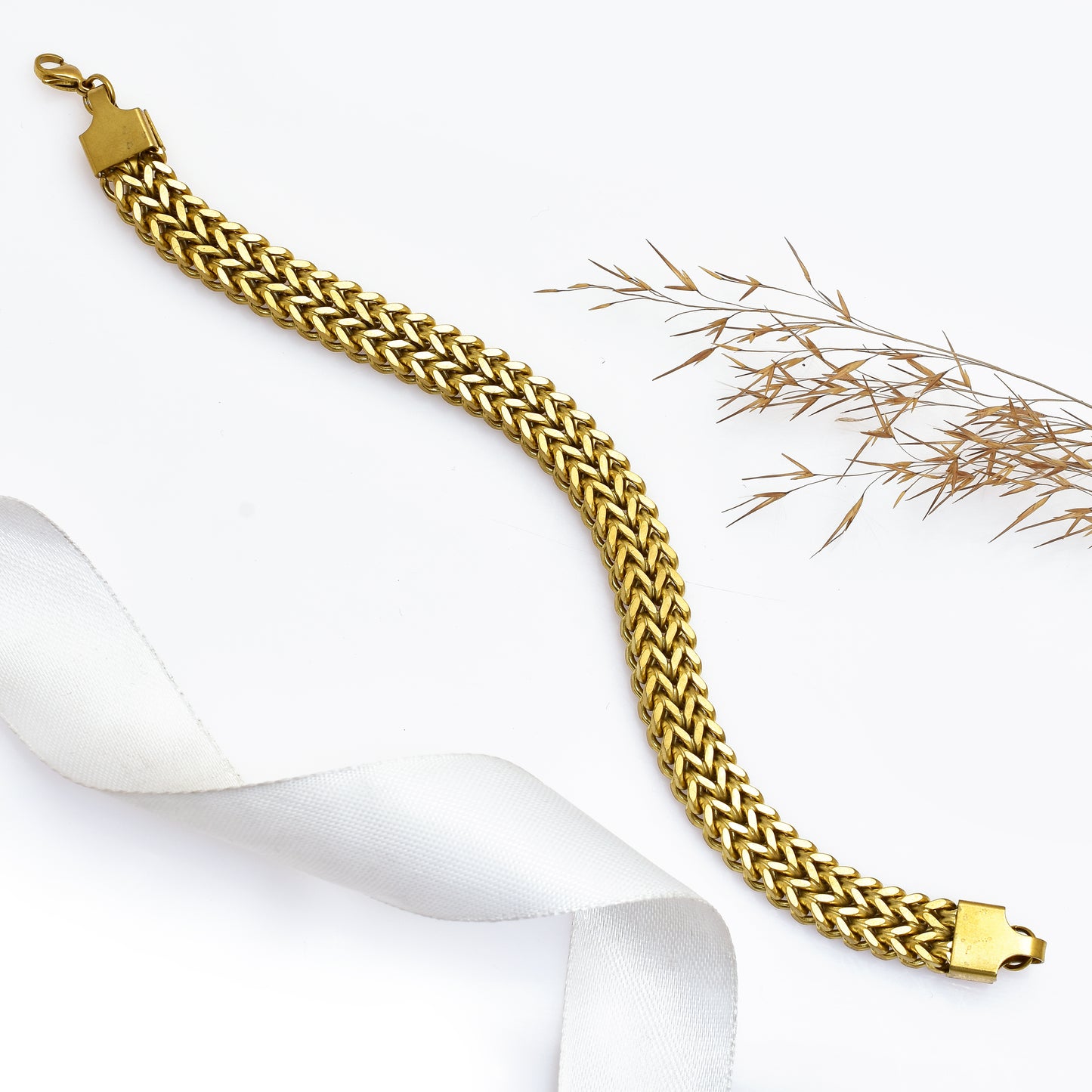 Stainless Steel Woven Chain Bracelet for Men & Women – Braided Chain Bracelet | Lobster Clasp Jewelry Gift – 9 Inch Handmade Bracelet