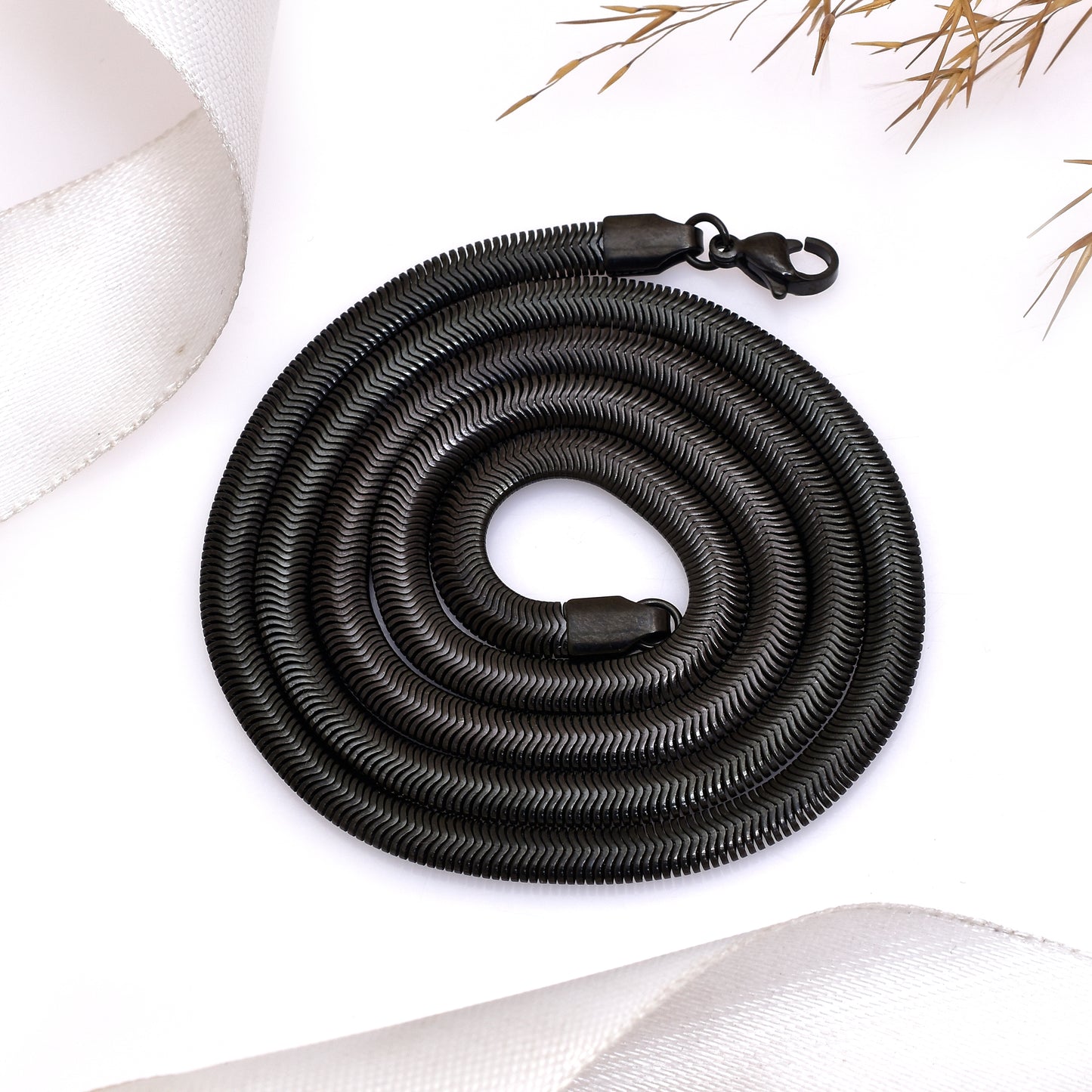 Serpantine Thick Chain Necklace, Silver Tone Stainless Steel Snake Chain 22 Inch, Men's Stainless Steel Chain, Handmade Chain, Gift for Him
