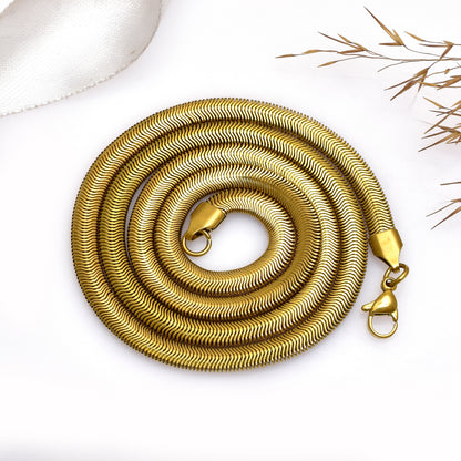 Serpantine Thick Chain Necklace, Silver Tone Stainless Steel Snake Chain 22 Inch, Men's Stainless Steel Chain, Handmade Chain, Gift for Him