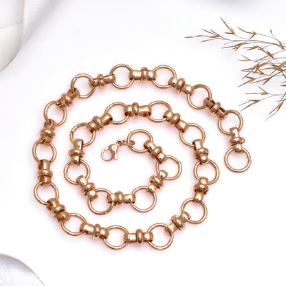 18K Gold Tone Link Chain Necklace - Circle Link Chain Necklace - Multiple Rolo Link Statement Chain - Chunky Chain - Gift for Him & Her